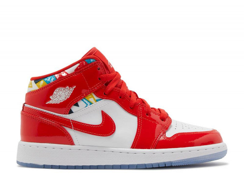 Air Jordan 1 Mid Barcelona Sweater Red Patent (GS)