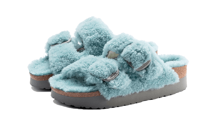 Birkenstock Arizona Big Buckle Shearling Teddy Faded Aqua - 1022813