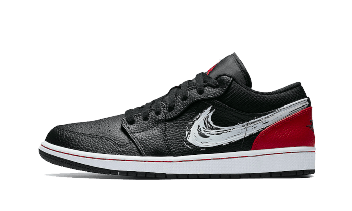 Air Jordan 1 Low Brushstroke Swoosh Black - DA4659-001