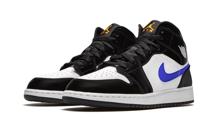 Air Jordan 1 Mid Black Racer Blue White - 554725-084