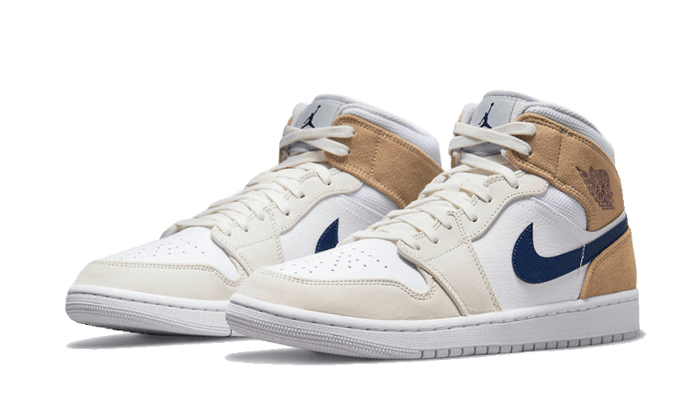 Air Jordan 1 Mid Tan Suede Navy - DO6726-100