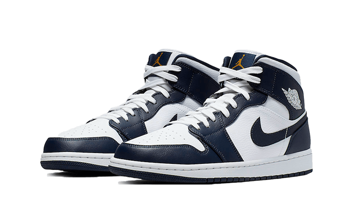 Air Jordan 1 Mid White Metallic Gold Obsidian - 554724-174