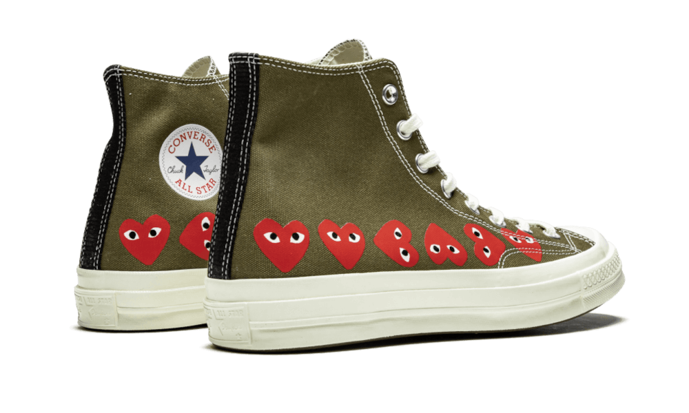 Converse Chuck Taylor All-Star 70s Hi Comme des Garçons PLAY Multi-Heart Green - 162973C