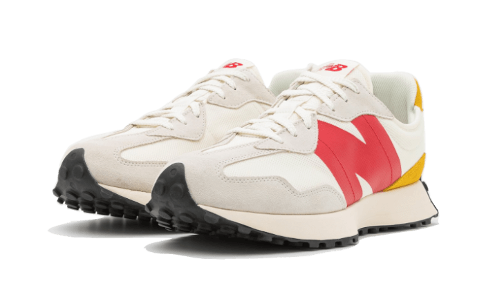 New Balance 327 Cream Yellow Red - NE215O0AB-A18